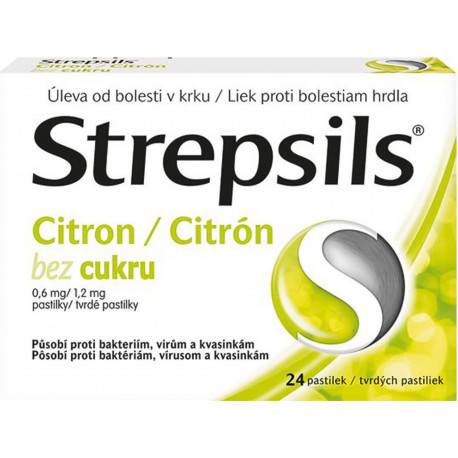 Strepsils Citrón bez cukru pastilky 24 ks