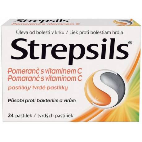 Strepsils Pomaranč s vitamínom C pastilky 24 ks