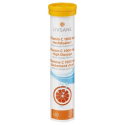 LIVSANE Vitamín C 1000 mg Vysoká dávka príchuť červený pomaranč šumivé tablety 20 ks 