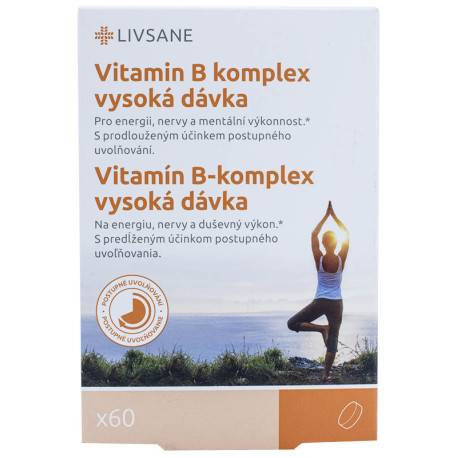 LIVSANE Vitamín B komplex tablety s postupným uvoľňovaním 60 ks