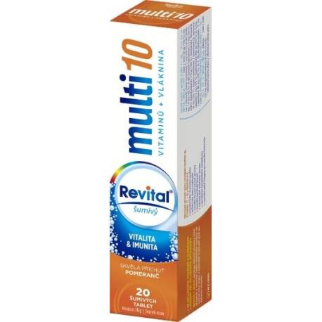 Revital multi 10 vitamínov + vláknina s príchuťou pomaranč šumivé tablety 20 ks