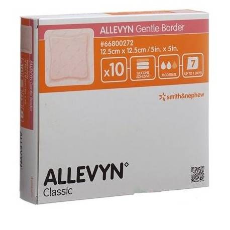 ALLEVYN Gentle Border Krytie na rany 12,5 x 12,5 cm, adhezívne penové krytie 10 ks