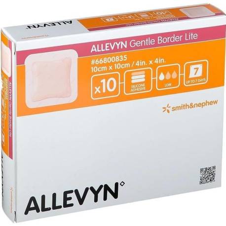 ALLEVYN Ag Gentle Border Obväz na ranu adhezív. polyuretanová pena 10 x 10cm 10 ks