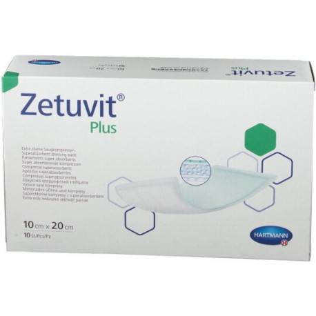 ZETUVIT Plus kompres nasiakavý sterilný 10 x 20 cm 10 ks