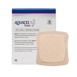 AQUACEL Foam Hydrofiber krytie na rany adhezívne penové 12,5 x 12,5 cm 10 ks