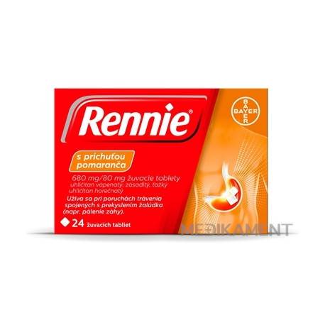 Rennie s príchuťou pomaranča 680 mg/80 mg tbl mnd 24 ks