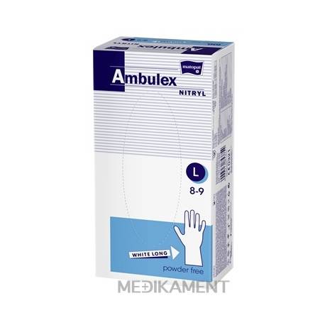Ambulex rukavice NITRYLOVÉ veľ. L biele nesterilné nepúdrované 100 ks