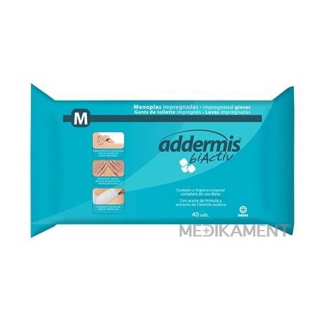 Addermis biActiv M Vlhčené rukavice jednorazové, s pupalkovým olejom 1x40 ks