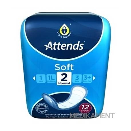ATTENDS Soft Normal 2 ženské inkontinenčné vložky, savosť 449 ml, veľkosť 26,5 cm 12 ks