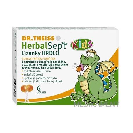 Dr.Theiss HerbalSept Kids lízanky hrdlo 6 ks