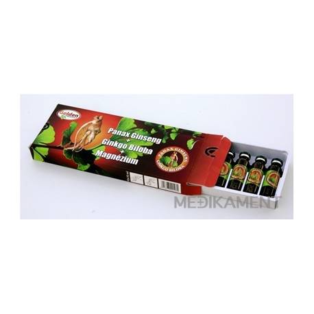 Golden Panax Ginseng + Ginkgo Biloba + Magnézium 10 ml ampulky 10 ks