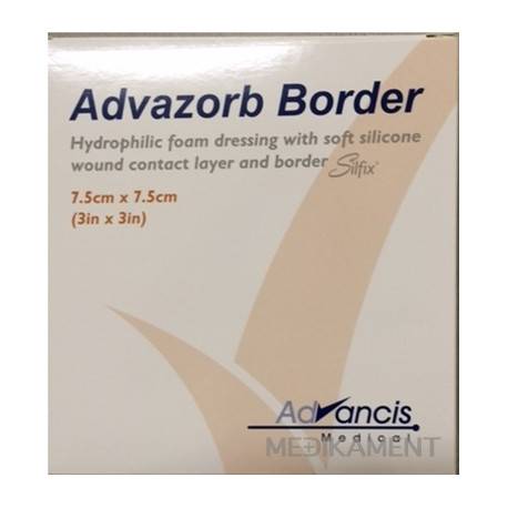 ADVAZORB BORDER krytie na rany samopriľnavé atraumatické 7,5 x 7,5 cm 10 ks