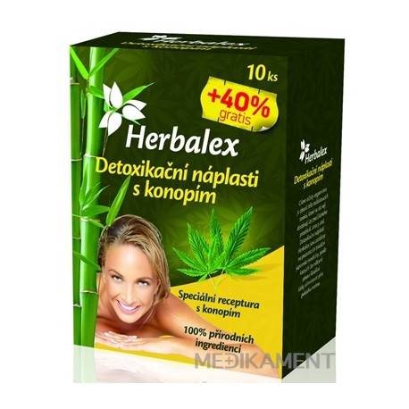 Herbalex Detoxikačné náplasti s konopou 10 ks + 40% gratis (14 ks)