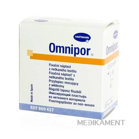 OMNIPOR náplasť fixačná z bieleho netkaného textilu 2,5 cm x 5 m 1 ks