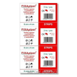 FIXAplast STRIPS náplasť 8 x 4 cm textilná s vankúšikom 3 ks