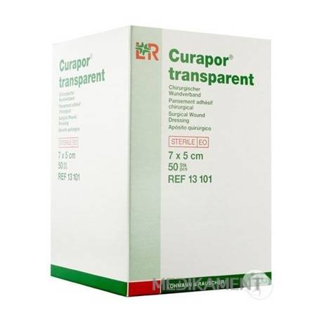 CURAPOR KRYTIE NA RANY TRANSPARENT 7 x 5 cm sterilné vodeodolné 50 ks