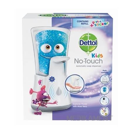 Dettol Kids Dobrodruh Aloe vera bezdotykový dávkovač + náplň 250 ml + samolepky 1 set