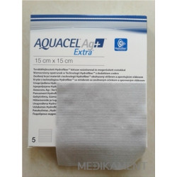 AQUACEL Ag+ Extra krytie na rany so striebrom so zosilneným účinkom 15 x 15 cm 5 ks