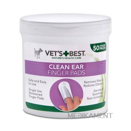 VET´S BEST CLEAN EAR FINGER PADS čistiaca utierka - náprstok na uši pre psy 1x50 ks