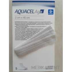 AQUACEL Ag+ krytie na rany, výplň so striebrom so zosilneným účinkom 2 x 45 cm 5 ks