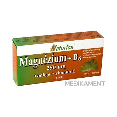 Naturica MAGNEZIUM 250 mg+B6+Ginkgo+vitamín E tablety 30 ks