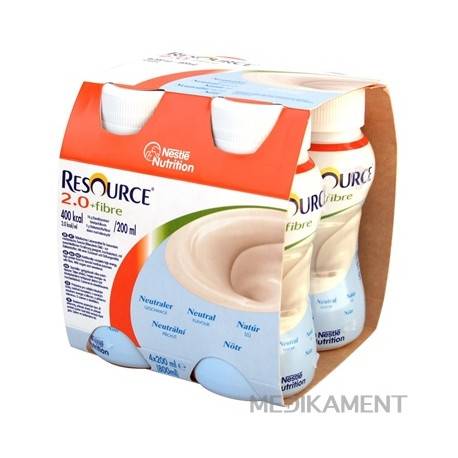 RESOURCE 2,0+ Fibre Neutrálna príchuť sol 4 x 200 ml 
