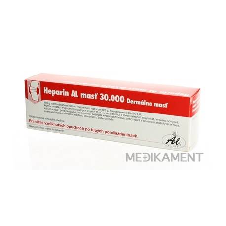Heparin AL masť 30 000 ung der (tuba Al) 1x100 g