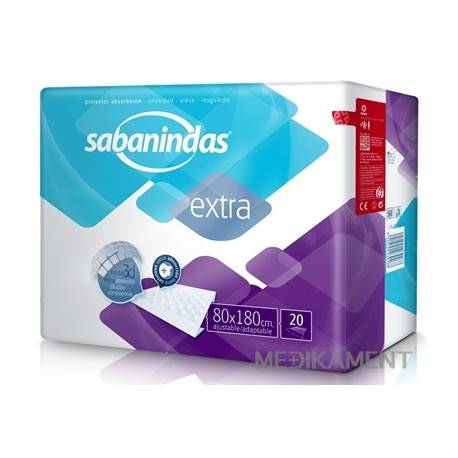 Sabanindas Extra podložka absorpčná, 80x180 cm, zastielateľná, abs.1540 ml, 1x20 ks