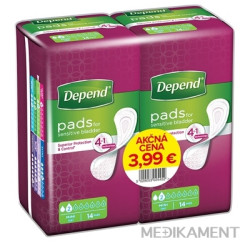 DEPEND MINI AKCIOVÁ CENA inkontinenčné vložky pre ženy 9 x 24 cm 2 x 14 ks
