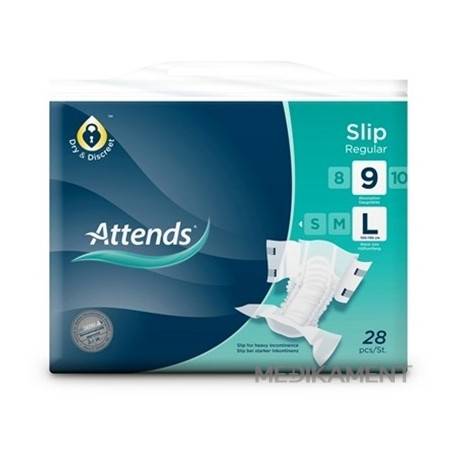 ATTENDS Slip Regular 9 L plienkové nohavičky savosť 2899 ml obvod bokov 100-150 cm 28 ks