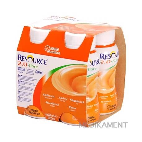 RESOURCE 2,0+ Fibre Marhuľová príchuť sol 4 x 200 ml 