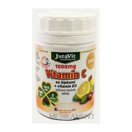 JutaVit Vitamín C 1000 mg so šípkami + vitamín D3 tablety 100 ks