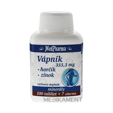MedPharma VÁPNIK 333,3 mg + Horčík + Zinok tablety 107 ks