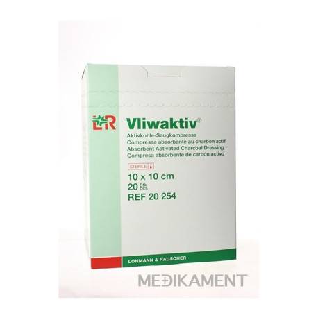 VLIWAKTIV KOMPRESY S AKTÍVNYM UHLÍM 10 x 10cm 20 ks