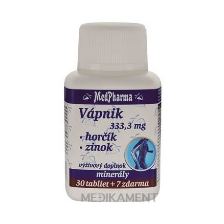 MedPharma VÁPNIK 333,3 mg + Horčík + Zinok tablety 37 ks