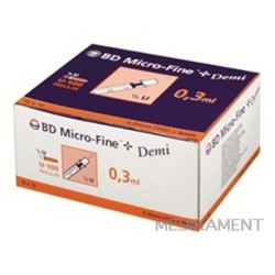 BD MICRO FINE + DEMI INZULIN.STRIEKAČKA U-100 s ihlou 30G objem 0,3 ml 100 ks