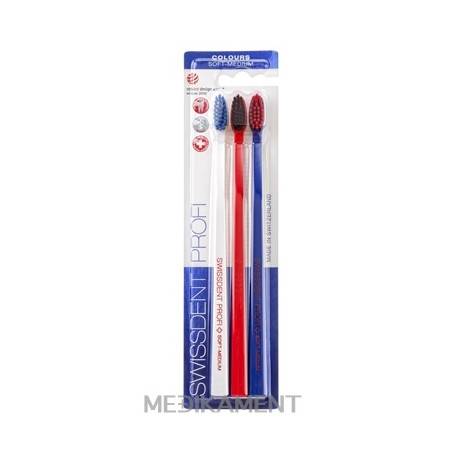 SWISSDENT PROFI Colours Soft-Medium zubná kefka 3 ks 