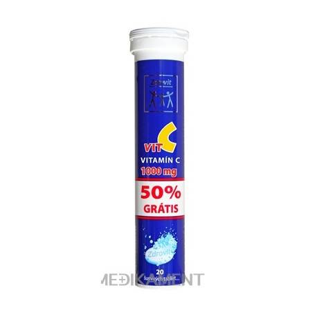 ZDROVIT Vitamín C 1000 mg 50% grátis tbl eff (šumivé tablety) 1x20 ks