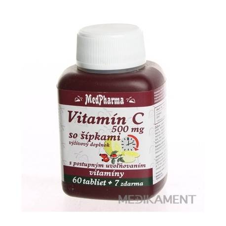 MedPharma VITAMÍN C 500MG so šípkami tablety s postupným uvoľňovaním 67 ks