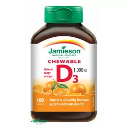 JAMIESON VITAMÍN D 1000 IU POMARANČ tablety na cmúľanie 100 ks