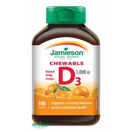 JAMIESON VITAMÍN D 1000 IU POMARANČ tablety na cmúľanie 100 ks