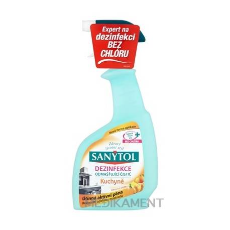 SANYTOL ODMASŤUJÚCI ČISTIČ Kuchyňa sprej, Citrusové plody, Dezinfekcia 500 ml