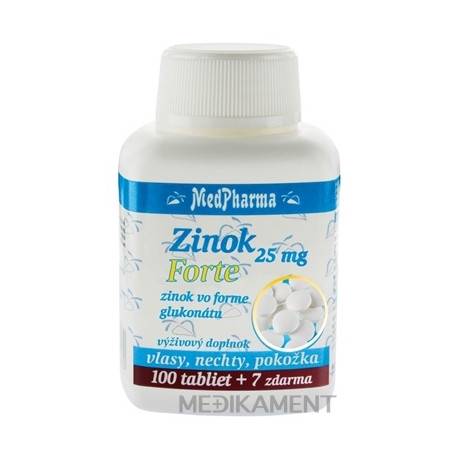 MedPharma ZINOK 25 mg Forte zinok vo forme glukonátu tablety 107 ks