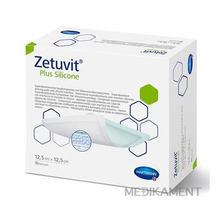 ZETUVIT Plus Silicone kompres sterilný 12,5 x 12,5 cm 10 ks