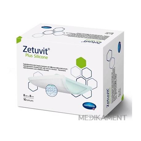 ZETUVIT Plus Silicone kompres sterilný 8 x 8 cm 10 ks