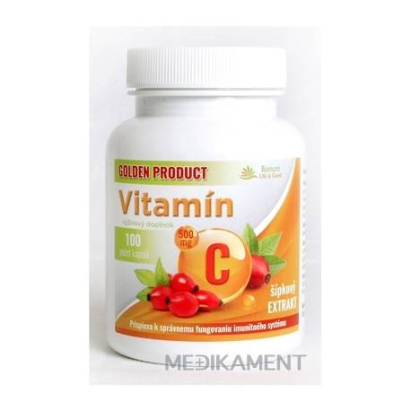 GOLDEN PRODUCT Vitamín C 500 mg + šípkový extrakt kapsuly 100 ks