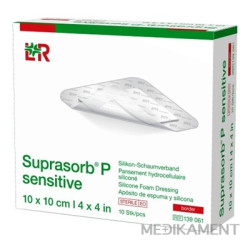 SUPRASORB P SENSITIVE silikónový penový obväz border (10x10 cm) 10 ks