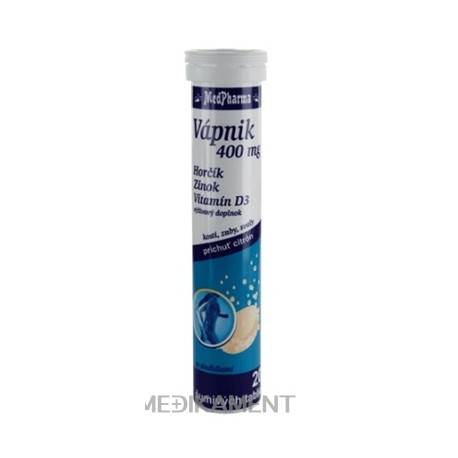 MedPharma VÁPNIK 400 mg + Horčík + Zinok + Vit.D3 šumivé tablety 20 ks