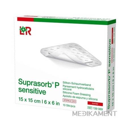 SUPRASORB P SENSITIVE silikónový penový obväz border (15x15 cm) 10 ks