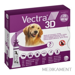 VECTRA 3D spot-on psy L 25–40 kg roztok na kožu aplikátor-purpurový 3 x 4,7 ml